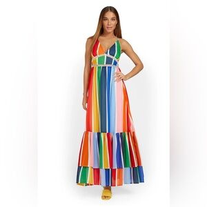 Flying Tomato Rainbow color Tiered Maxi Dress size S small
